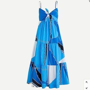 Tie-front cotton poplin dress in Ratti® regatta print